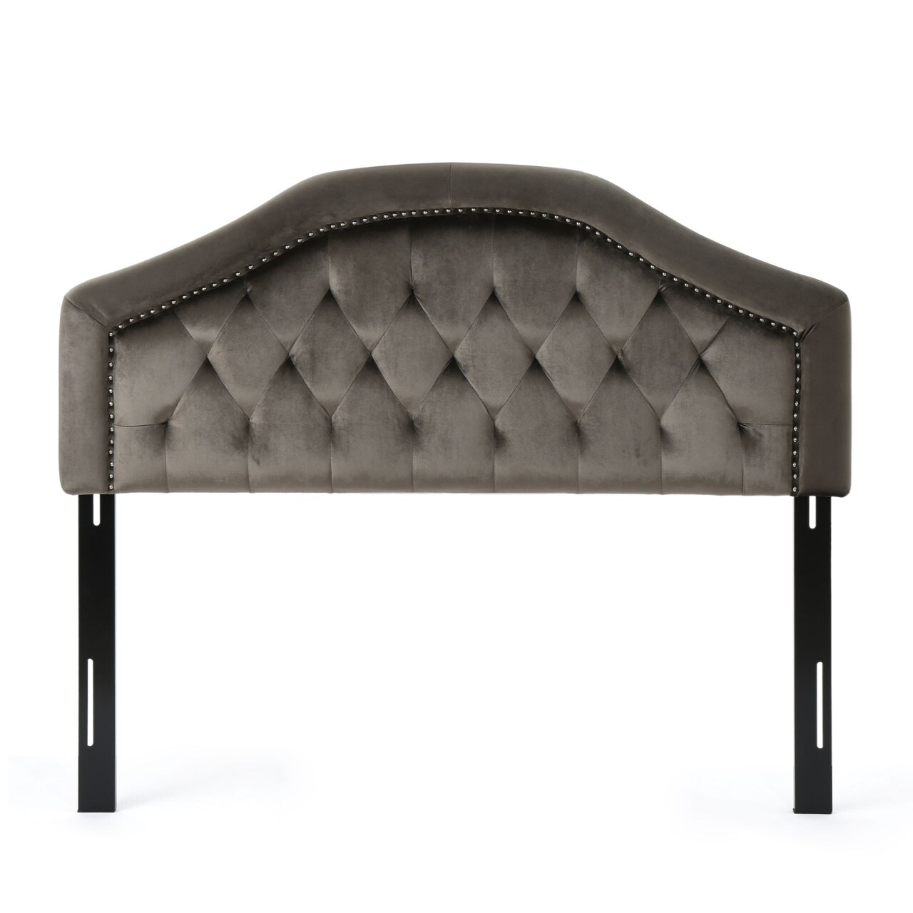 Contemporary Home Living 62" Gray Studded Rectangular Tufted Headboard - Queen Size